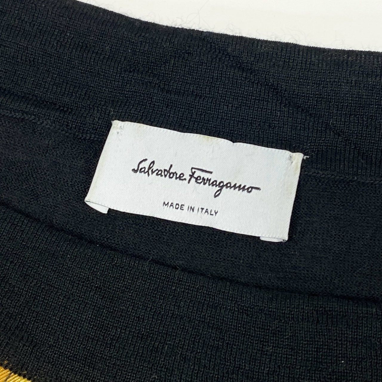 77j8 Salvatore Ferragamo サルヴァトーレフェラガモ イタリア製 ノースリーブワンピース チュニックワンピース ボートネック 異素材切替 鳥柄 レディース 女性用 M ブラック カシミヤシルクu02t