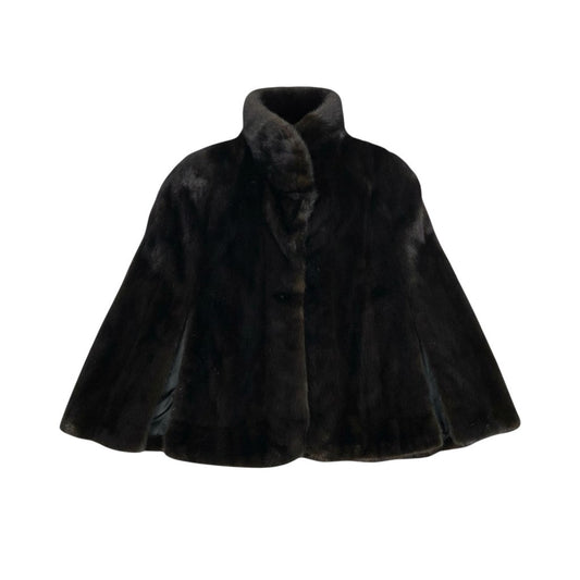 6L5 ERIFORT SAGA MINK ROYAL サガミンクロイヤル 金サガ マホガニーミンク ポンチョ ケープ コート サイズF ダークブラウン 最高級本毛皮 MINK FURt18r