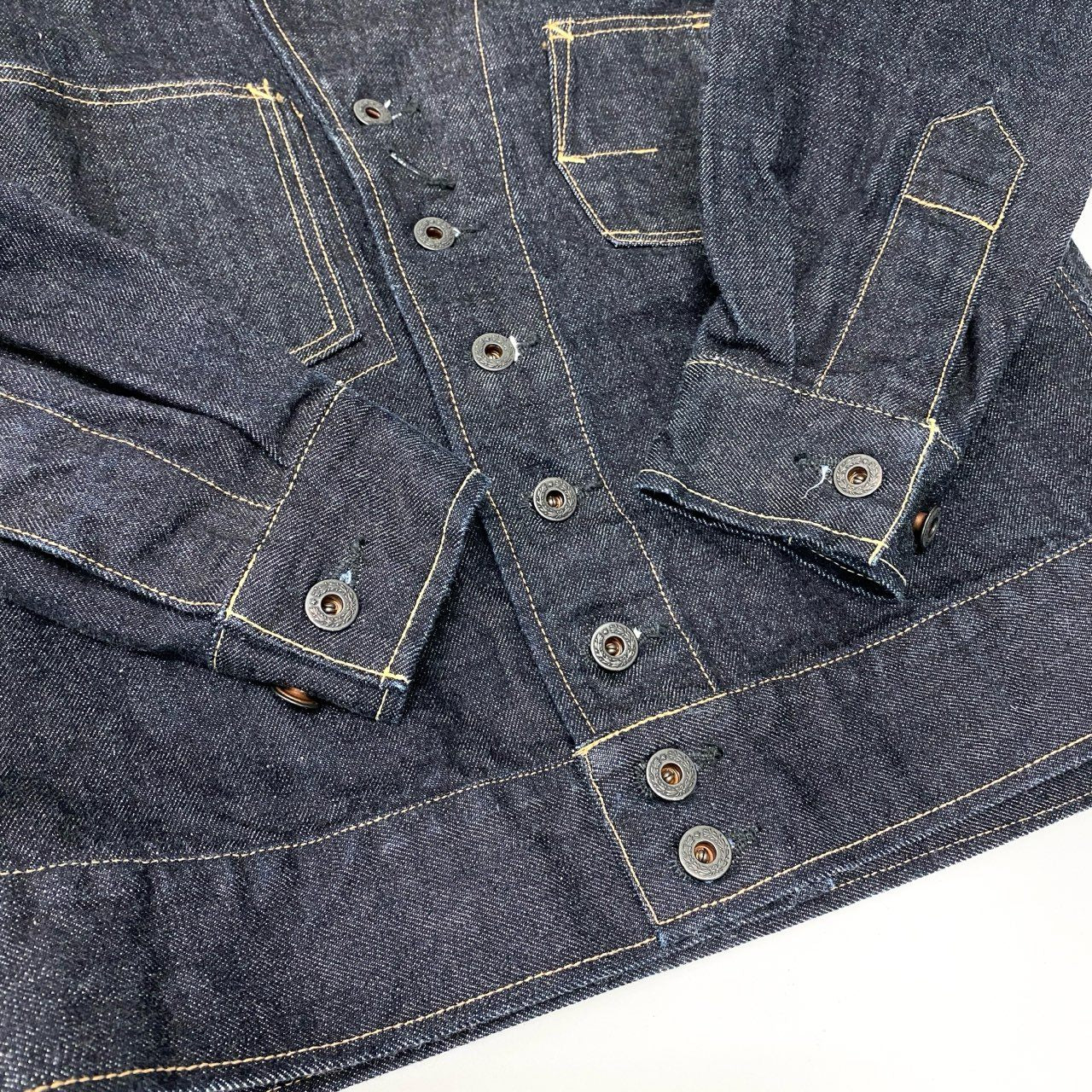 78b27 《極美品》 BLACK SIGN ブラックサイン デニムジャケット Gジャン  14オンス 濃紺 36 ネイビー コットン メンズu02t