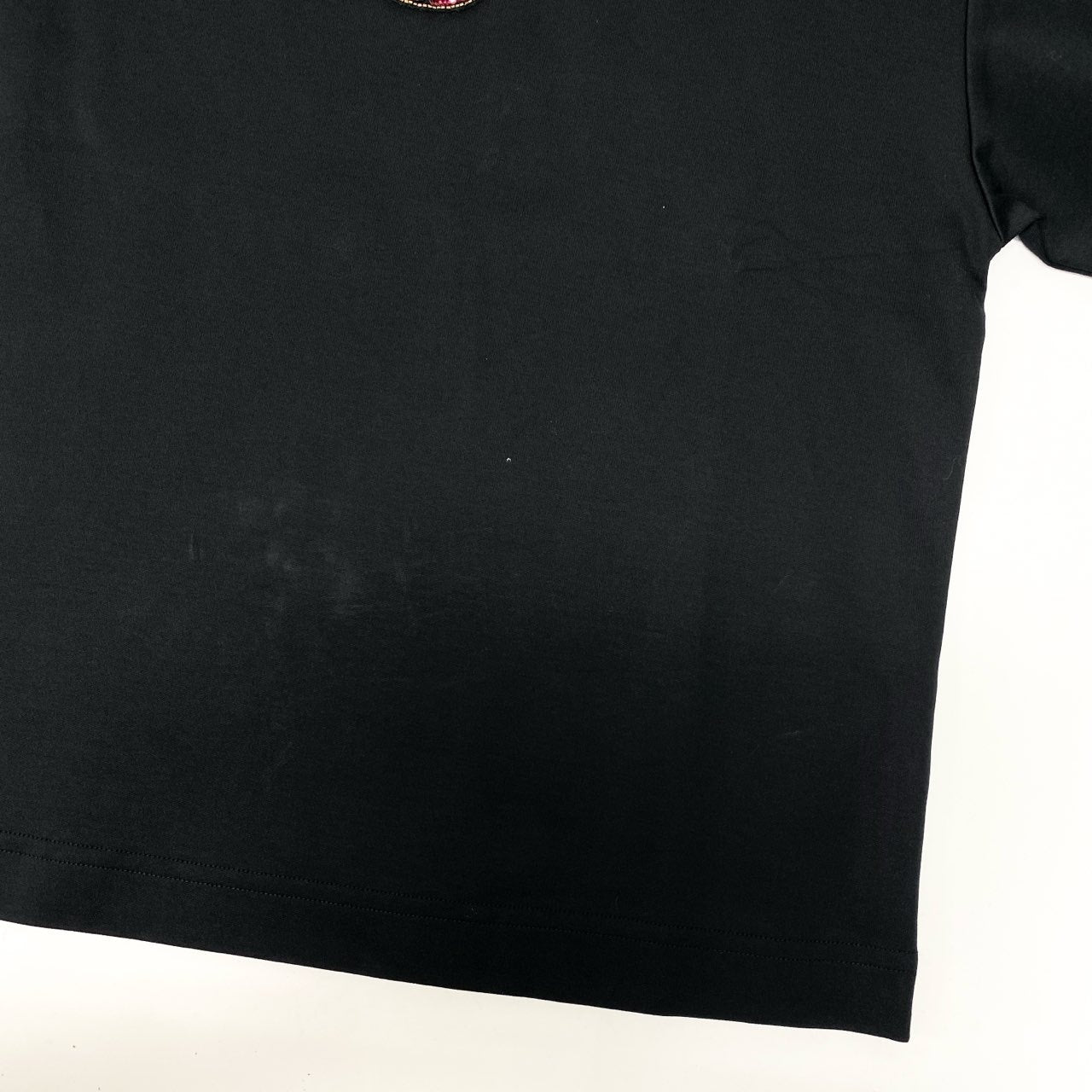 Ic5 《極美品》 DOLCE&GABBANA ドルチェアンドガッバーナ ビーズロゴ ドロップショルダー Tシャツ Embroidered Logo T-shirt サイズXS ブラック D&Gt18r