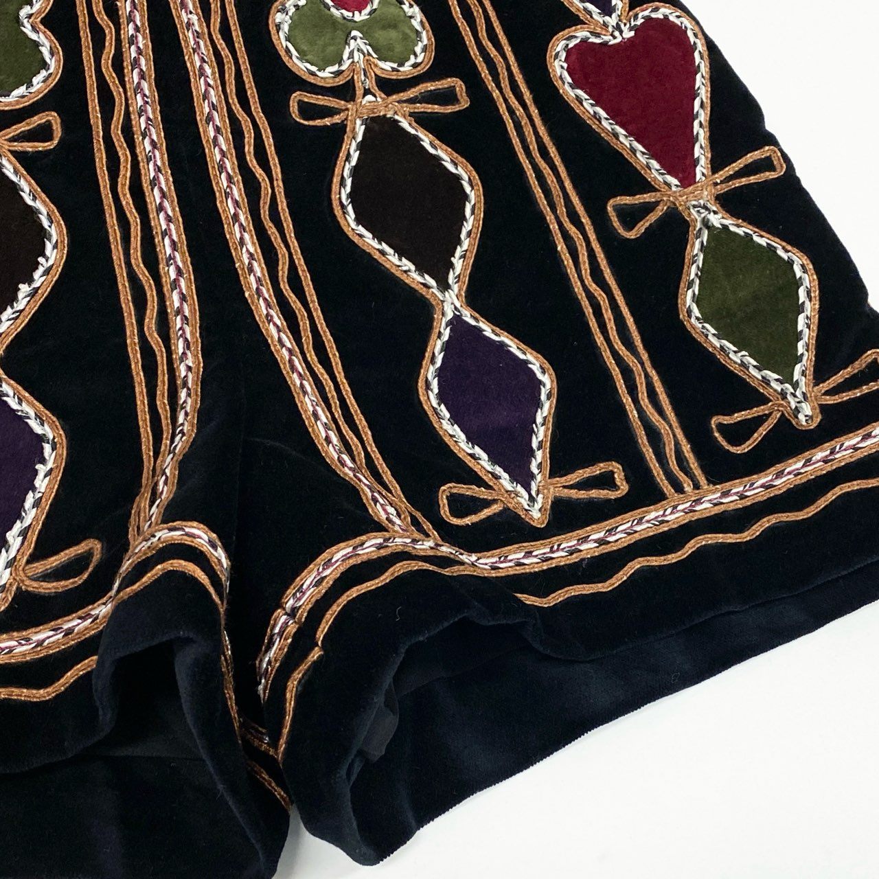 Ec2 Christian Dior クリスチャンディオール 刺繍デザイン ベルベット ショートパンツ ボトム サイズ38 レディースk02i