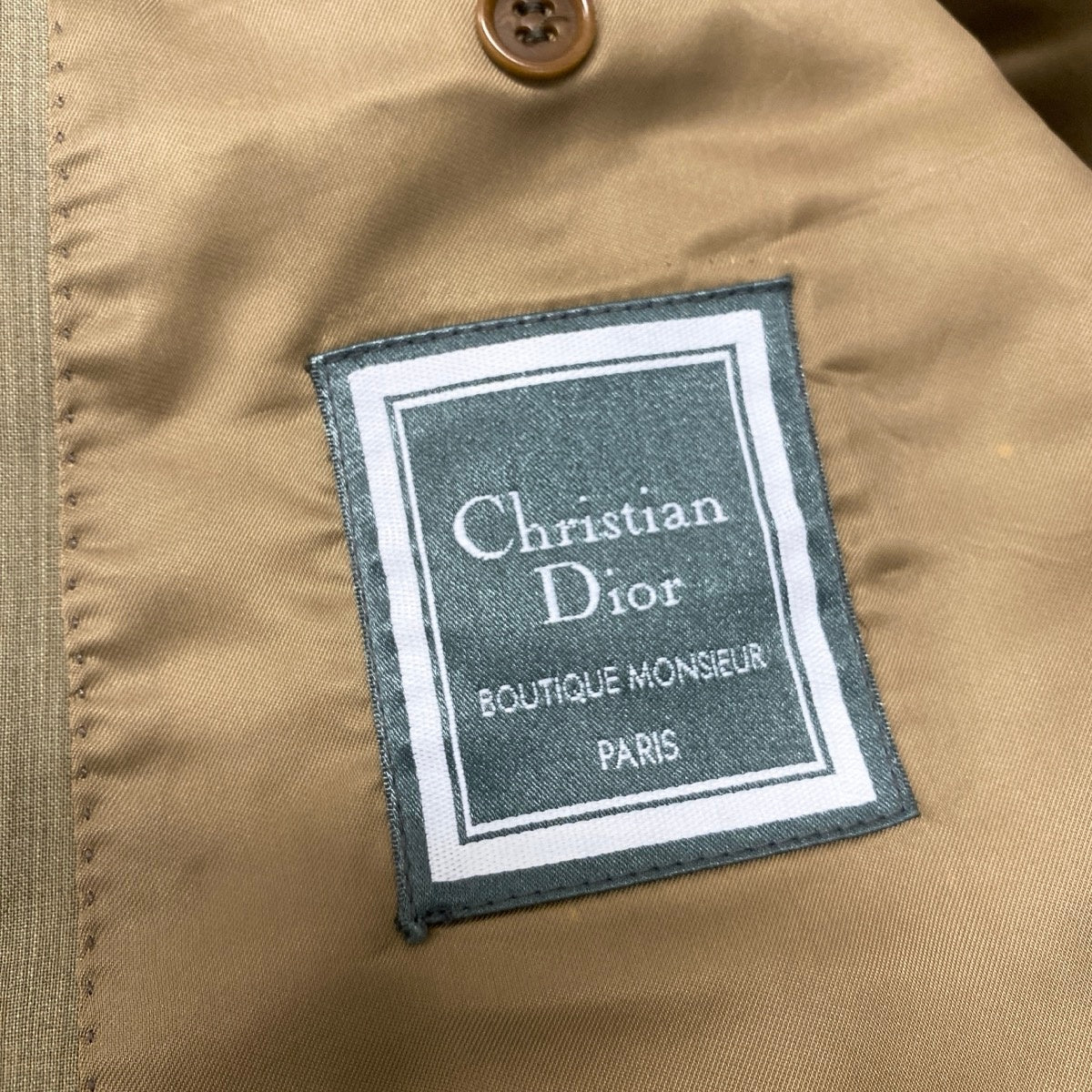 18f15 Christian Dior クリスチャンディオール セットアップ スーツ  ダブル ピークドラペル テーラードジャケット パンツ 48 グリーン ウール メンズo07t