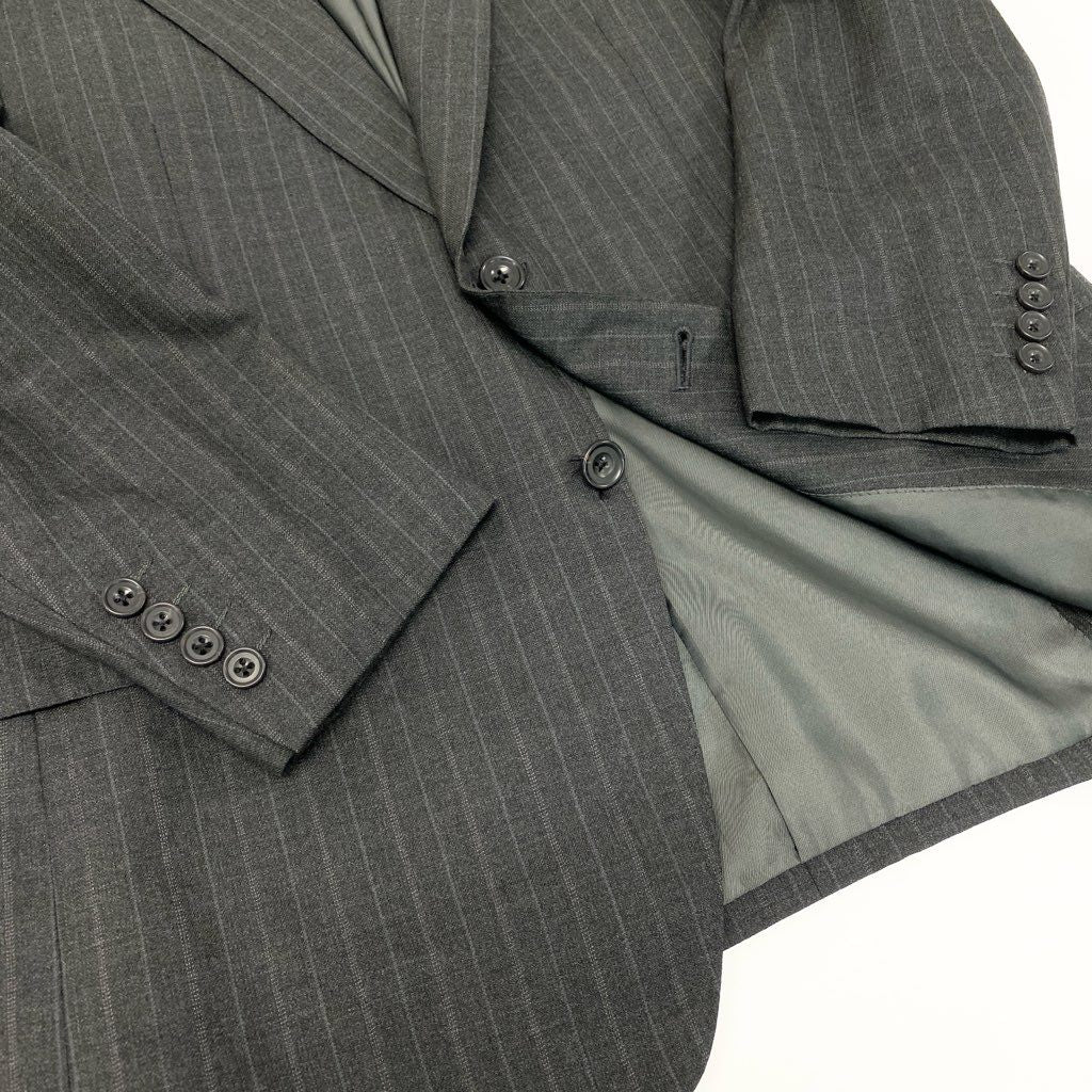 54l28 Burberrys バーバリーズ スーツセットアップ テーラードジャケット スラックスパンツ ストライプ 94-84-165 AB4 グレー ウール100％ メンズ 男性用o07t