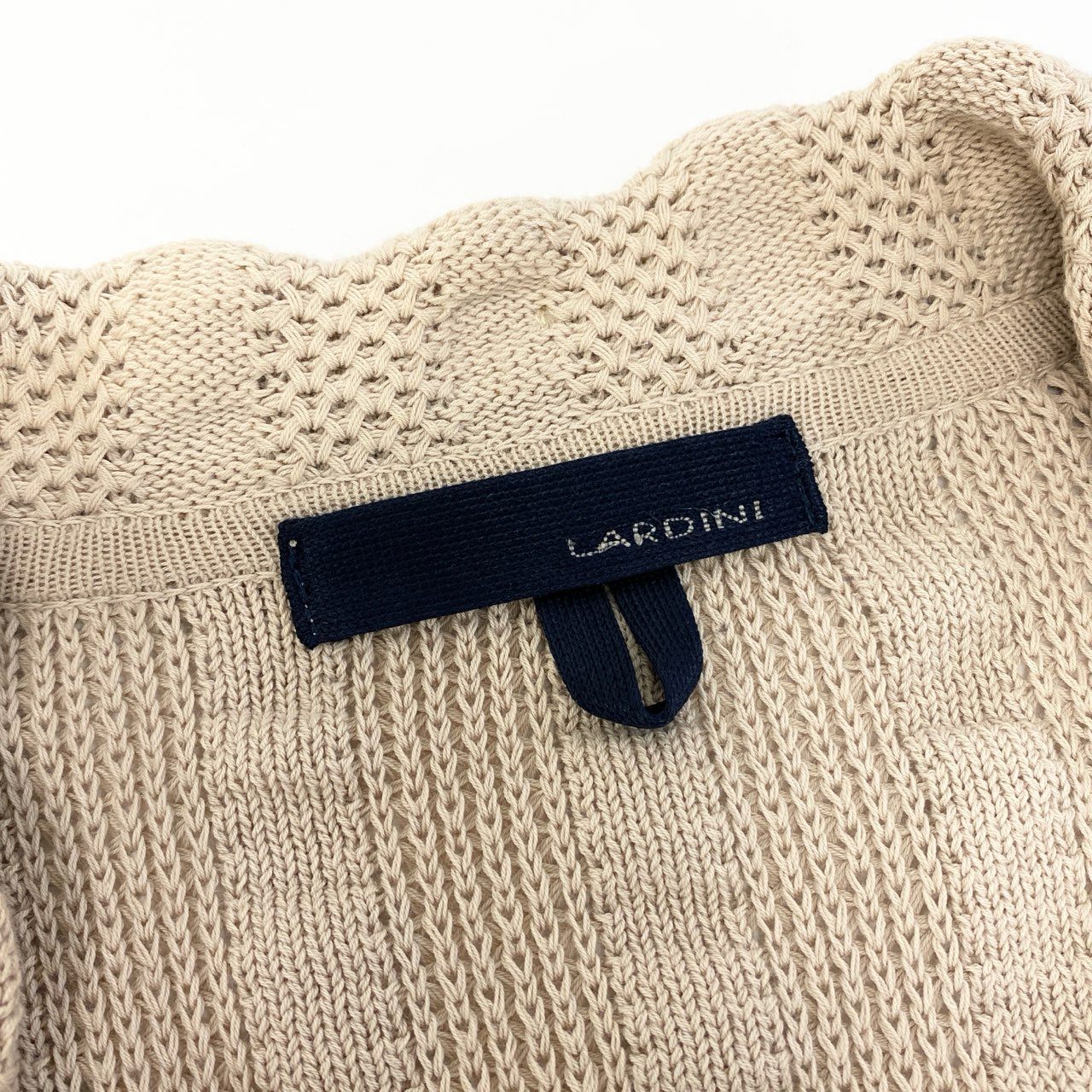 60c6 LARDINI ラルディーニ ニットジャケットカーディガン ニットセーター コットンニット Mサイズ ベージュ コットン100％ メンズ 男性用u02t