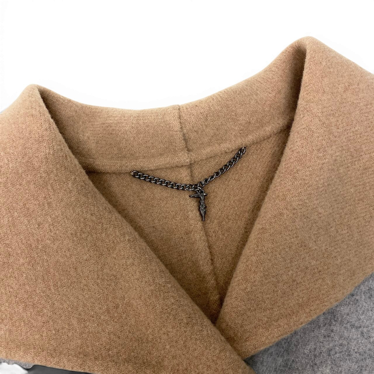 91g27 TRU TRUSSARDI STILE トゥルートトラサルディ スティーレ リバーポンチョ ウールブレンド バイカラー サイズ38 グレー ベージュ レディースu02t