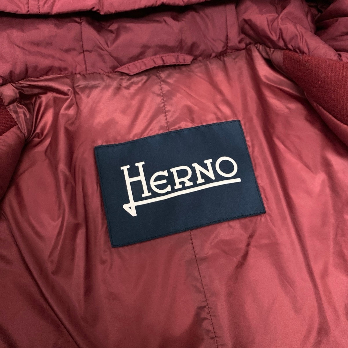 93j21 HERNO ヘルノ ダッフルコート 異素材切替 アウター 46サイズ バーガンディー メンズ 男性用u02t