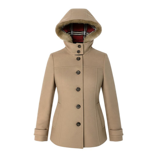 j29 【美品】BURBERRY LONDON ダッフルコート ウールコート アウター 38サイズ ベージュ ウール100％ レディース女性用u02t
