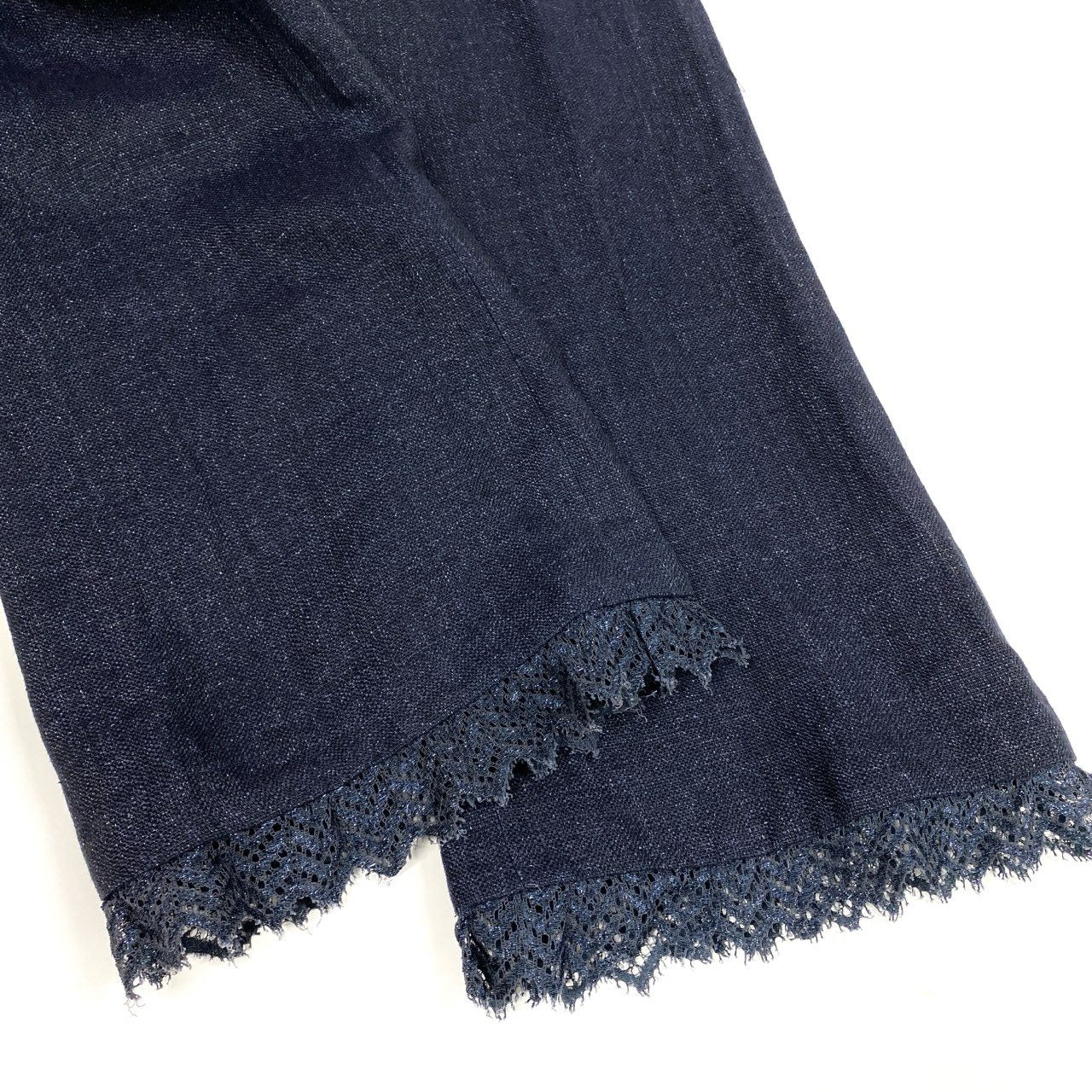 Cb10 CHANEL シャネル 2001 リネンツイードワンドパンツ Indigo Linen Wide Pants P17165V09669 46サイズ インディゴ リネン100％ レディース 女性用ta1