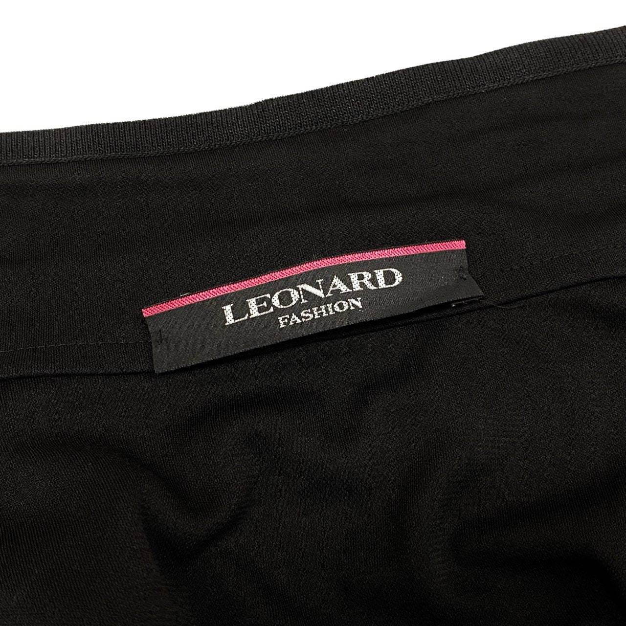 86i11 LEONARD レオナール カンカン素材 ロングカーディガン 羽織り モノトーン 美しい花柄プリント サイズ40 ブラック レディースu02t
