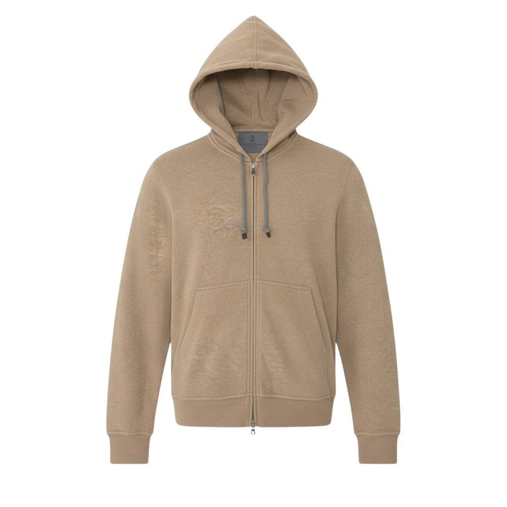 42b27 BRUNELLO CUCINELLI ブルネロクチネリ ダブルジップ コットンパーカー サイズXS ベージュ メンズ 男性用 トップスk02i