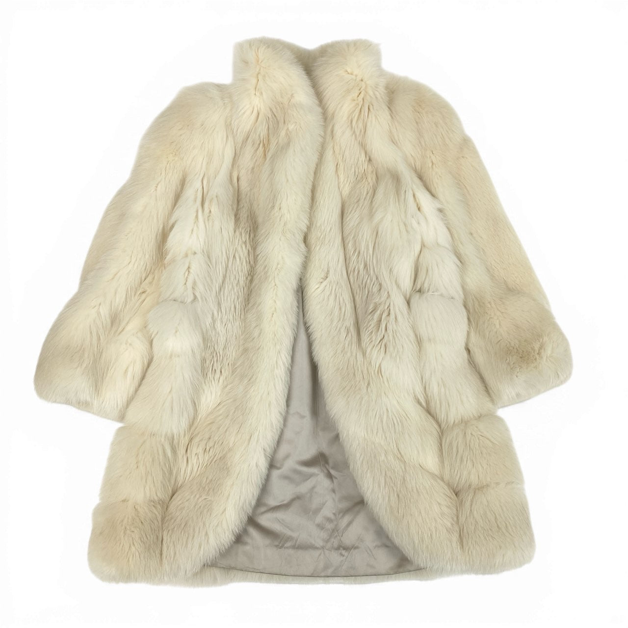 60b3 SAGA FOX サガフォックス 銀サガ 極厚 シャドーフォックス ロングコート サイズF ホワイト 最高級本毛皮 Shadow Fox Fur Long Coatt18r