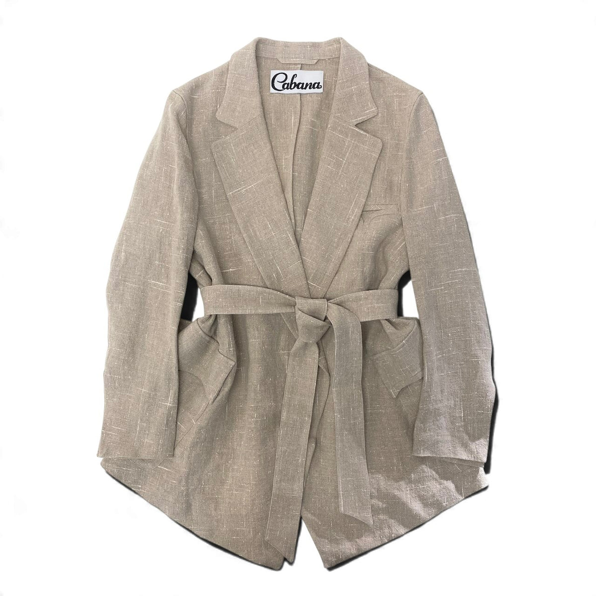 43j15 【極美品】 Cabana カバナ Cate ケイト カシュクールジャケット サマージャケット サイズ38 ベージュ リネン シルク レディースu02t