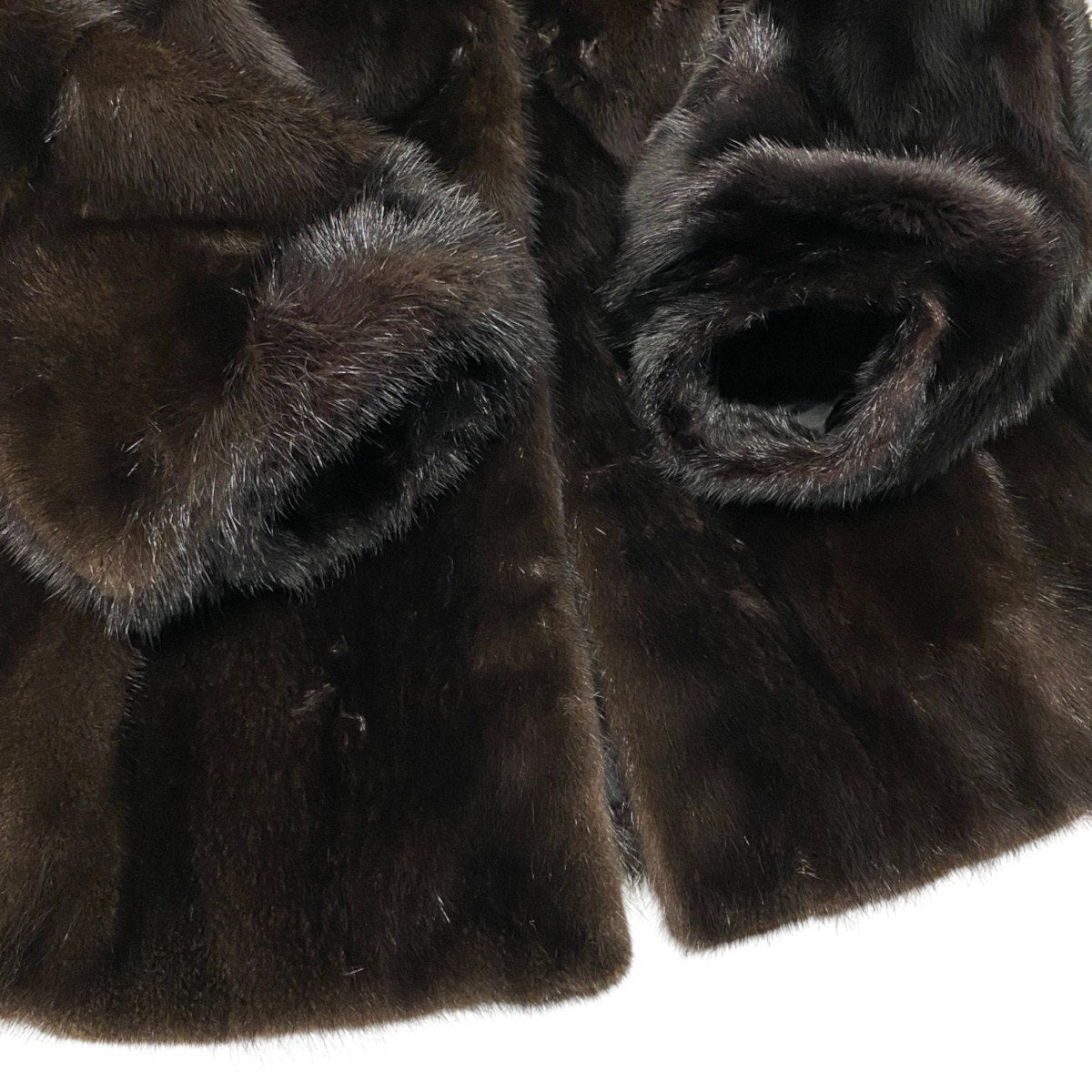75i24 Yoshikawa Saloon 袖段 ダークミンク ファーコート サイズF ダークブラウン 本毛皮 Dark Mink Fur Coat リアルファーt18r