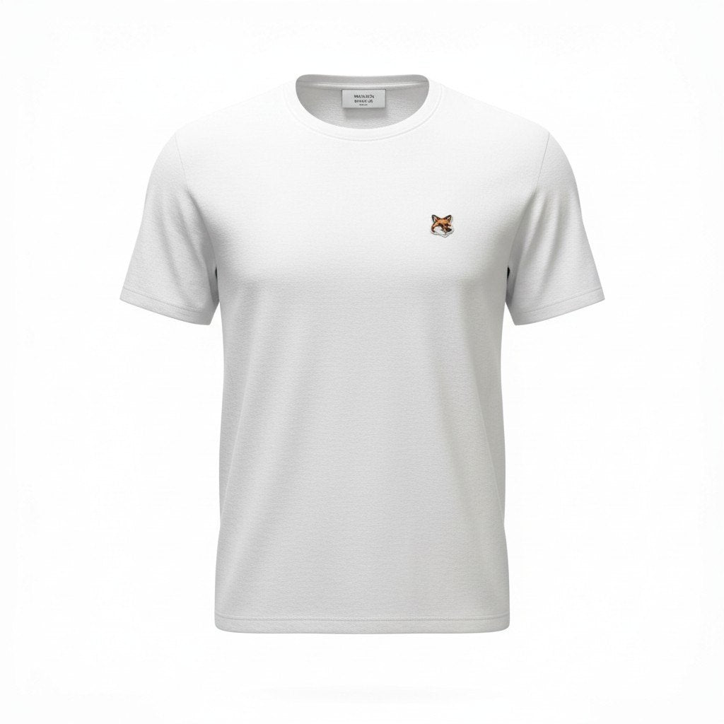 75c13 《美品》 MAISON KITSUNE メゾンキツネ フォックスヘッド 半袖Tシャツ カットソー トップス L ホワイト コットン メンズu02t