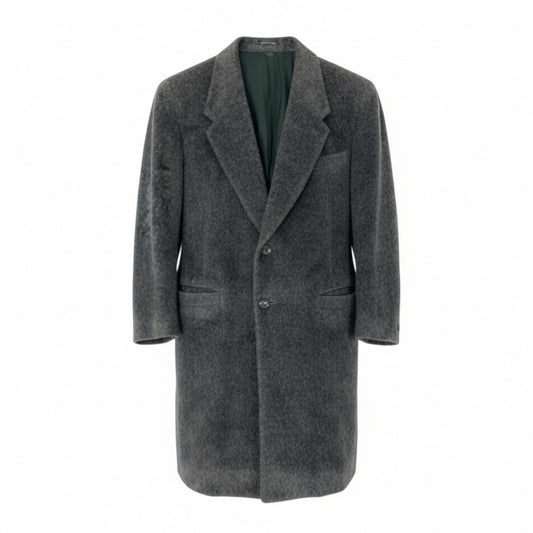 79L15 Gianni Versace ジャンニヴェルサーチ チェスターコート  ロング丈 イタリア製 46 グレー アルパカ混u02t