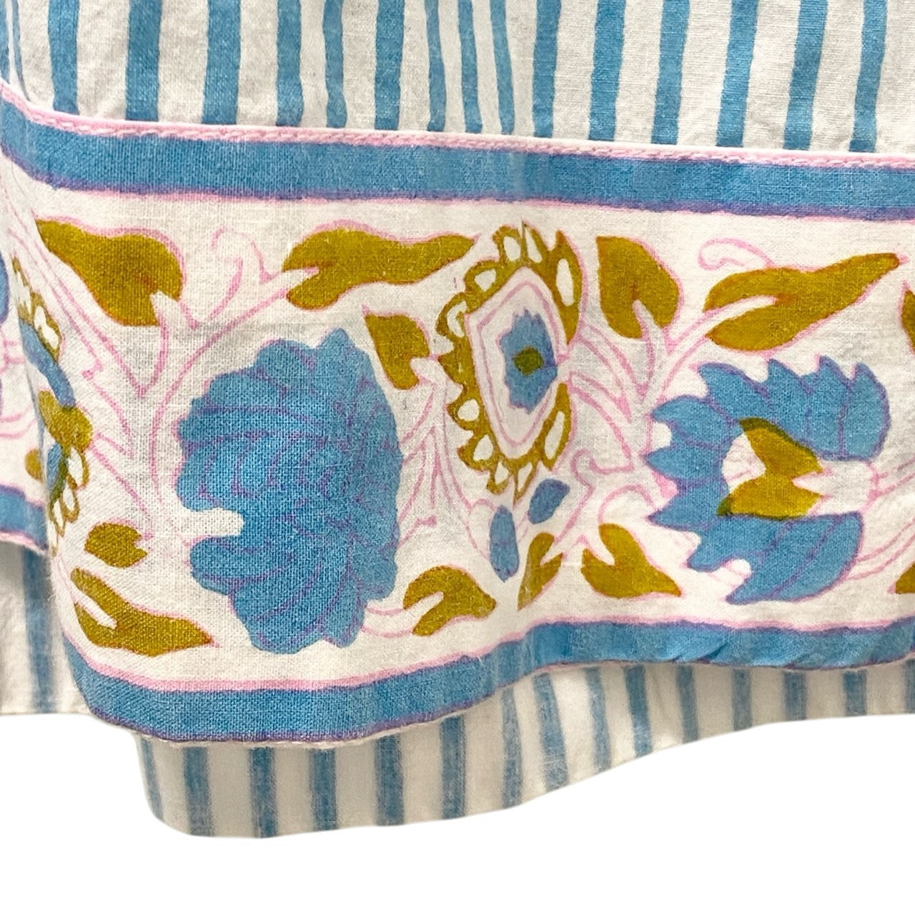 75b26 Ron Herman×SZ Blockprints ロンハーマン SZブロックプリント フーディーロングスリーブワンピース ロングワンピース ストライプ 3510300579 Sサイズ ホワイト ブルー コットン100％ レディース 女性用u02t