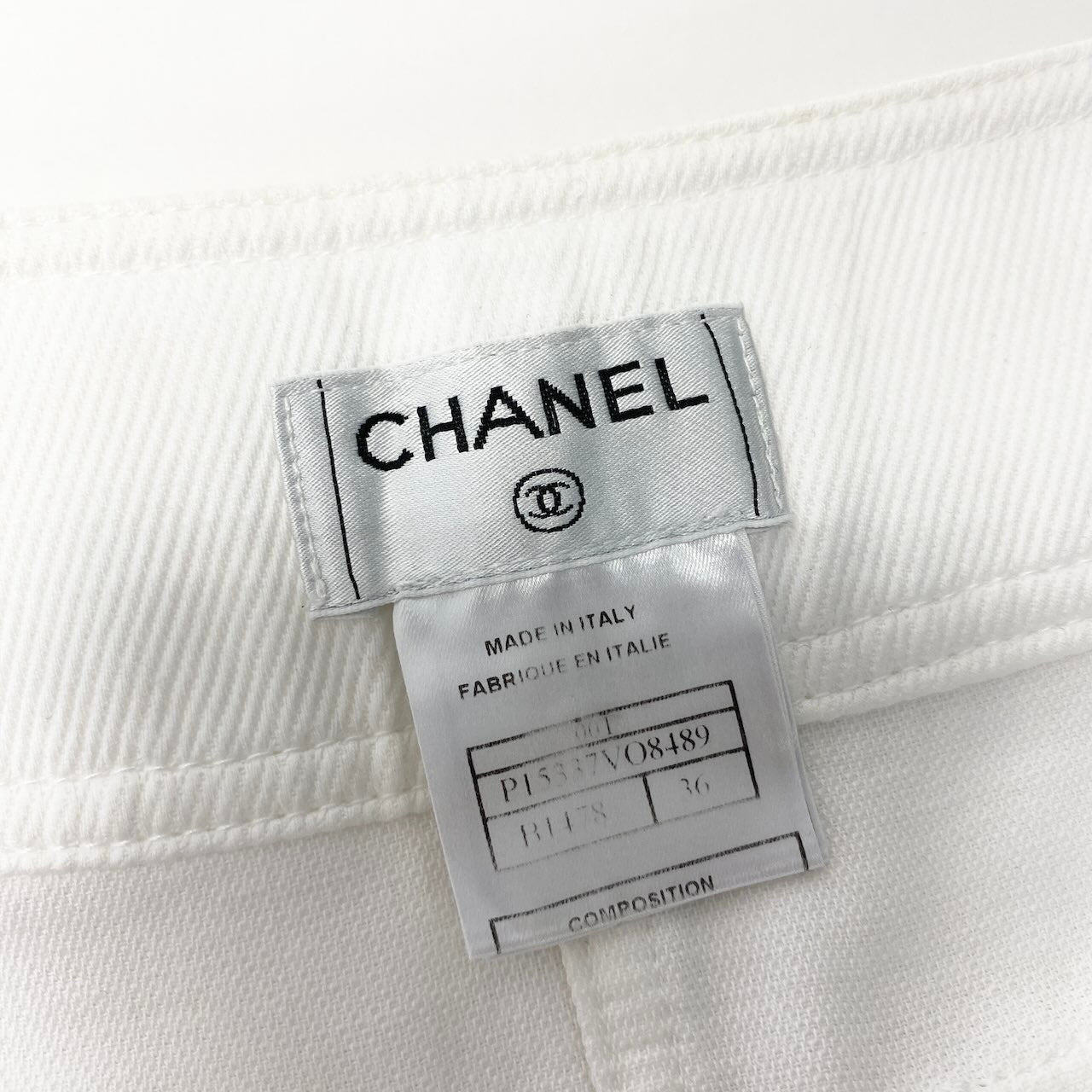 e10 CHANEL ヴィンテージ ラップミニスカート イタリア製 P15337VO8489 B1478 36サイズ ホワイト コットン100％ レディース 女性用k02i