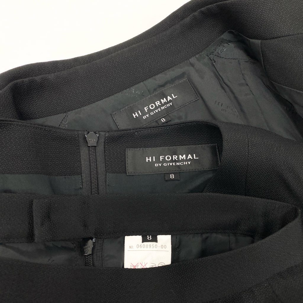 2a8 HI FORMAL BY GIVENCHY ジバンシィー 東京ソワール 3点セット セットアップスカート ジャケット カットソー スカート 8サイズ ブラック レディースu02t