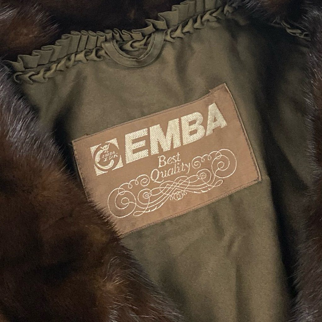 70L15 EMBA エンバ デミバフミンク 裾フリル 超ロングコート 丈118cm サイズF ブラウン 最高級本毛皮 MINK FUR ポケット有t18r