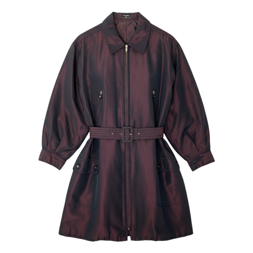 Cf9 CHANEL シャネル ヴィンテージ ココボタン シルクタフタコート Vintage CC Silk Taffeta Coat ボルドーt18rt18r