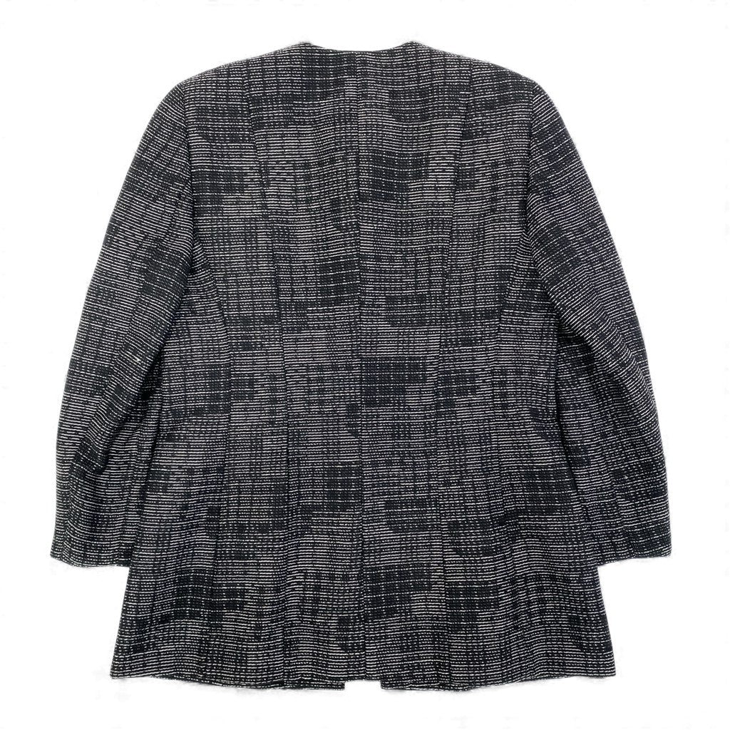 59L15 【美品】AKRIS アクリス ノーカラージャケット ウールジャケット アウター 40サイズ ブラック ホワイト ウール100％ レディースu02t