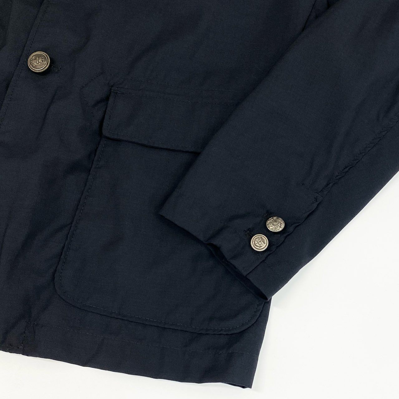 76g4 《美品》 ENGINEERED GARMENTS エンジニアドガーメンツ BEAMS ビームス テーラードジャケット ブレザー 刻印ボタン サイズM ダークネイビー ウール100 メンズ 紳士服 コラボ