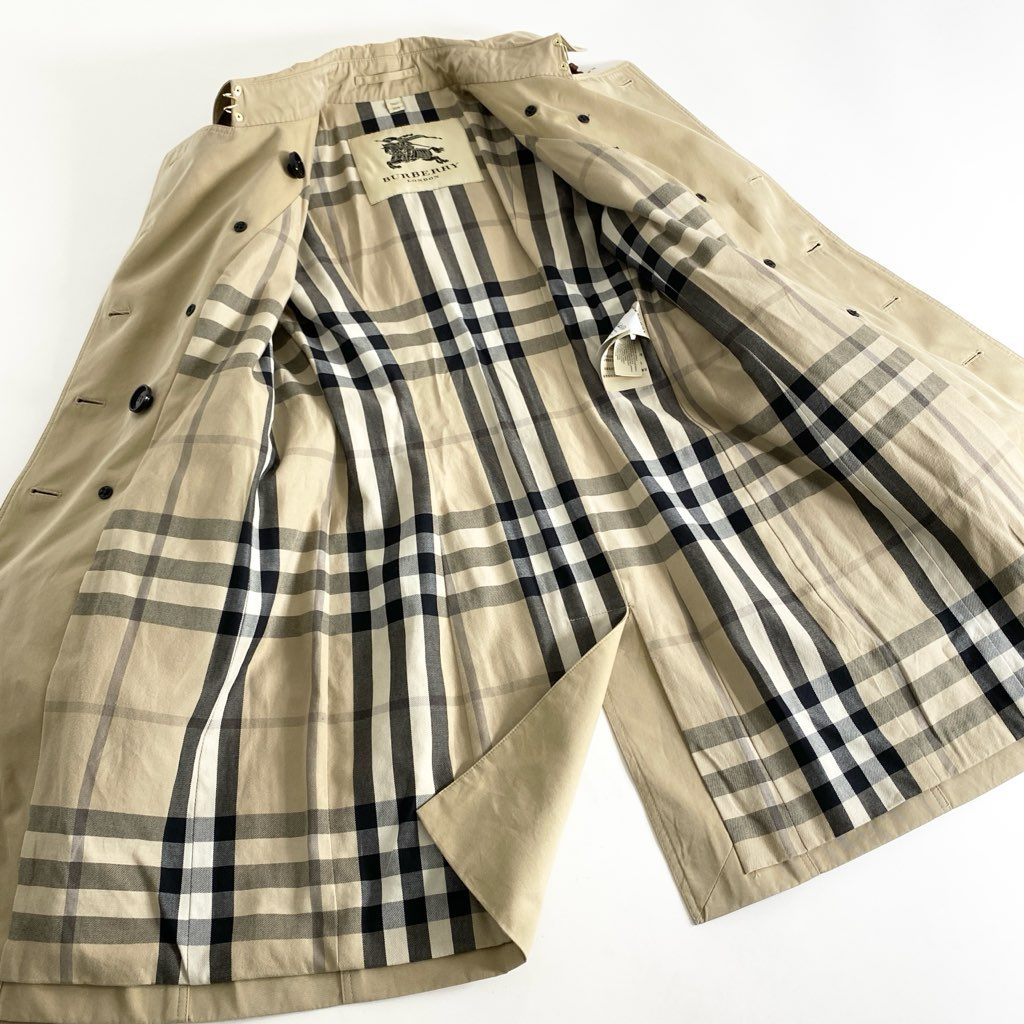 01f8 BURBERRY LONDON バーバリーロンドン レザーベルト トレンチコート 裏地チェック サイズITA40 ベージュ