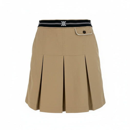 Ib10 Vintage CELINE Beige Pleated Skort Culotte Macadam Detail Size 34 Womenk02i