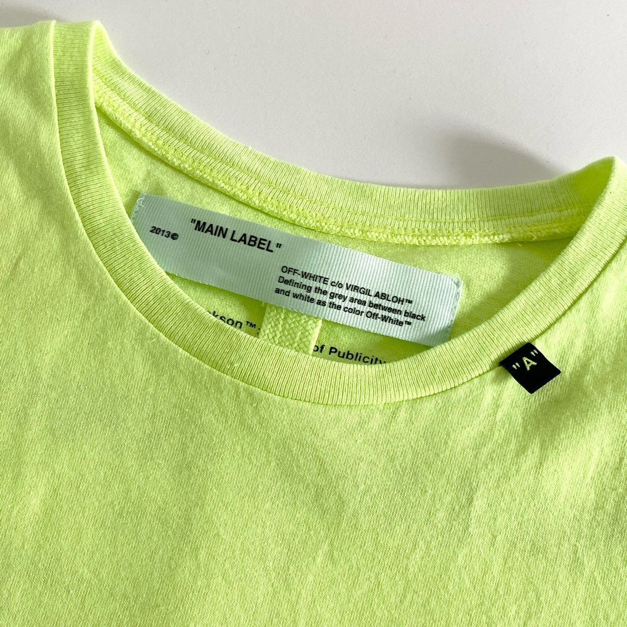 8d13 OFF-WHITE オフホワイト OMAA038S19185002 マイケルジャクソン プリント オーバーサイズ 半袖 Tシャツ  カットソー XS グリーン コットン