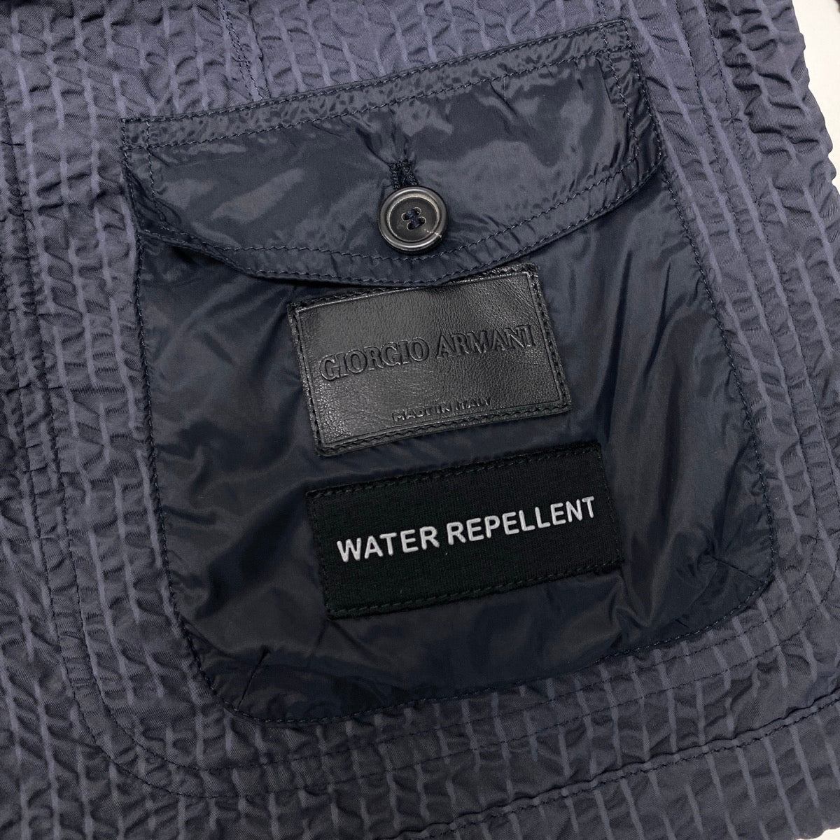45j8 GIORGIO ARMANI ジョルジオアルマーニ レザータグ 撥水 本切羽 テーラードジャケット ブレザー サイズ48 グレーt18r