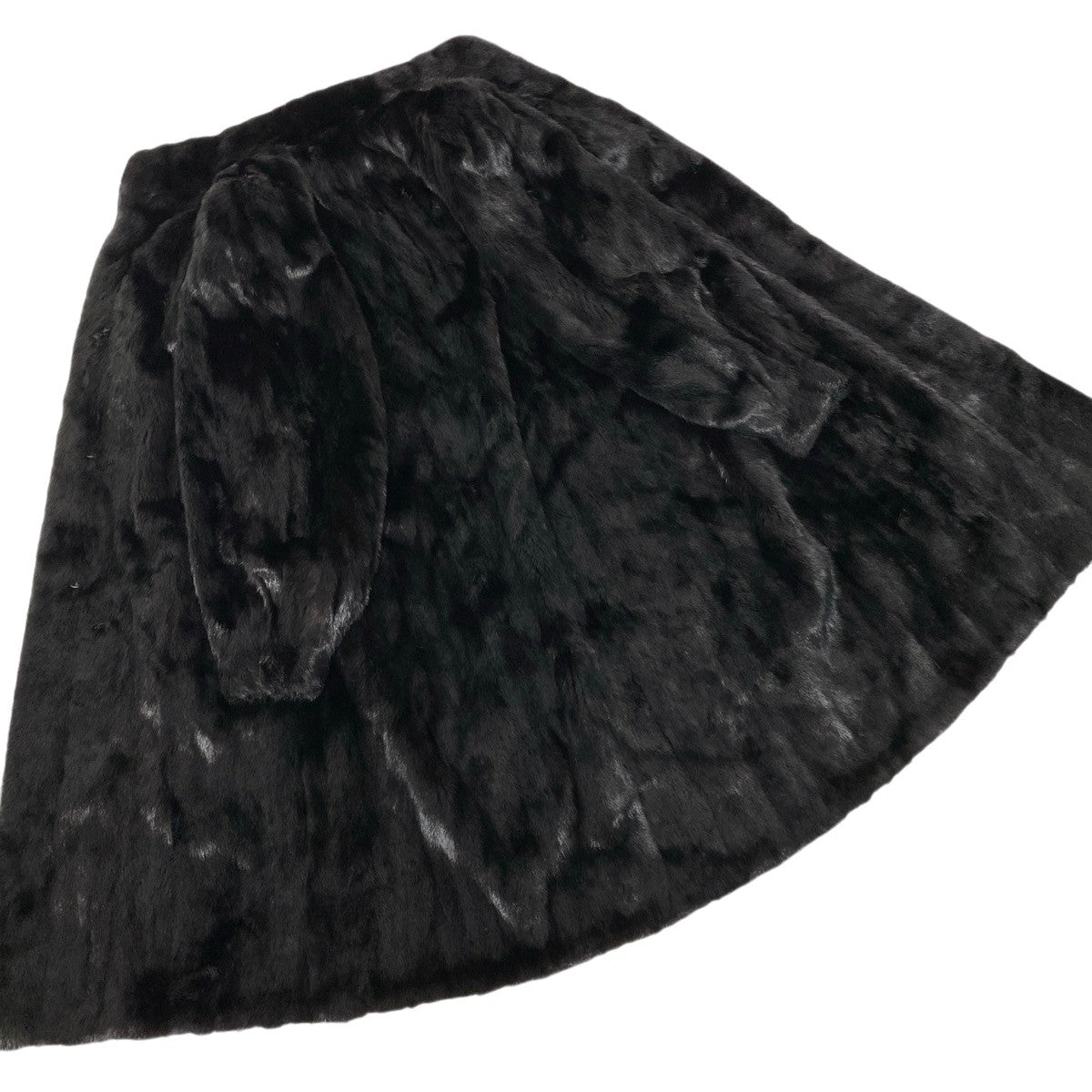 93h8 ダークミンク 超ロングコート 丈113cm サイズ13 ブラック 本毛皮 Dark Mink Fur Long Coat 裏地刺繍t18r