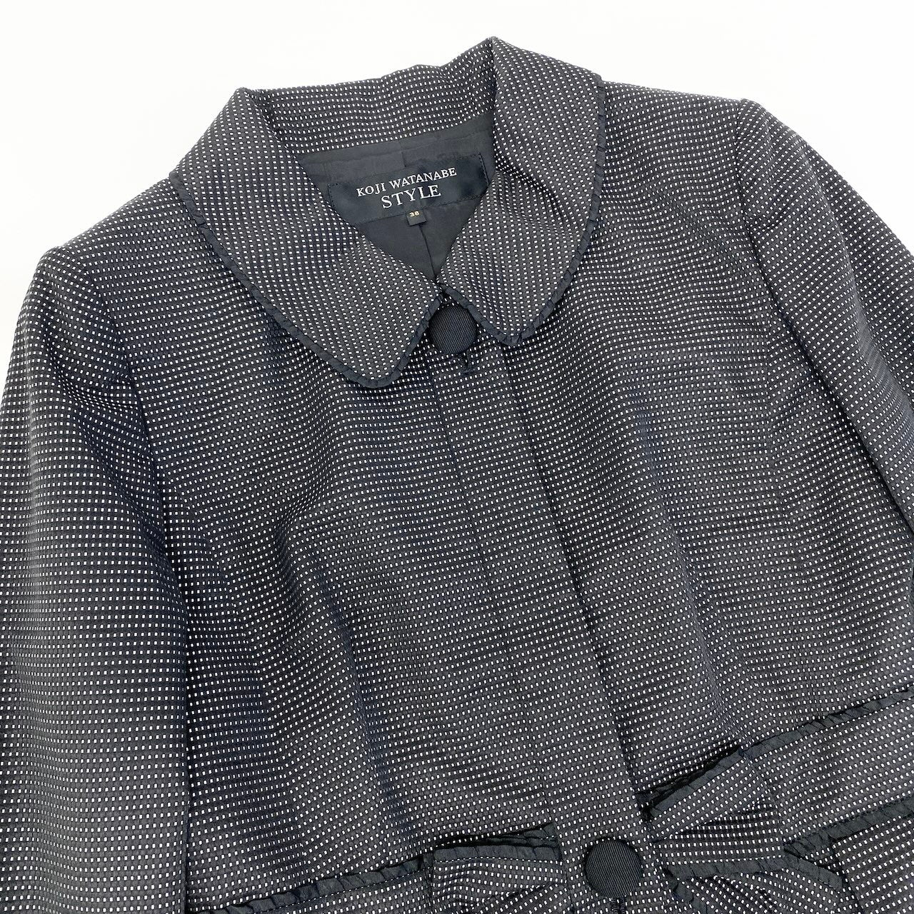 64d30 KOJI WATANEBE STYLE コージワタナベ スタイル セットアップ スカートスーツ リボンジャケット フレアスカート サイズ38 ブラック レディース 女性服u02t