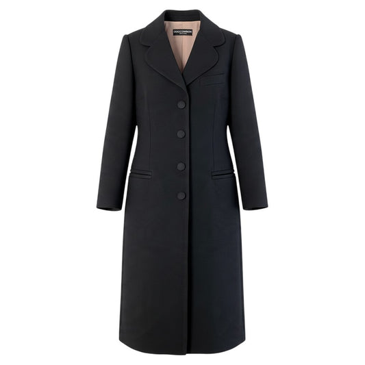j26 DOLCE＆GABBANA チェスターコート ロングコート イタリア製 42サイズ ブラック レディース 女性用u02t