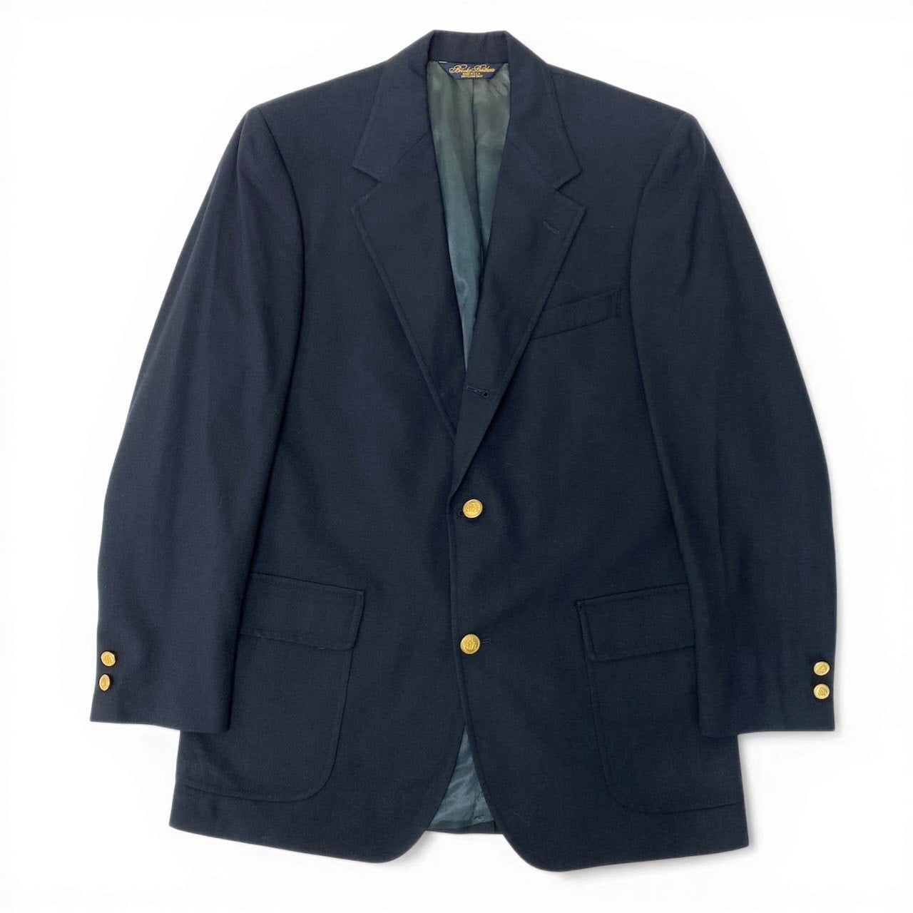82c27 Brooks Brothers ブルックスブラザーズ テーラードジャケット 金ボタン 紺ブレ USA製 ウールジャケット メンズ 男性用 ブラック ウール100％u02t