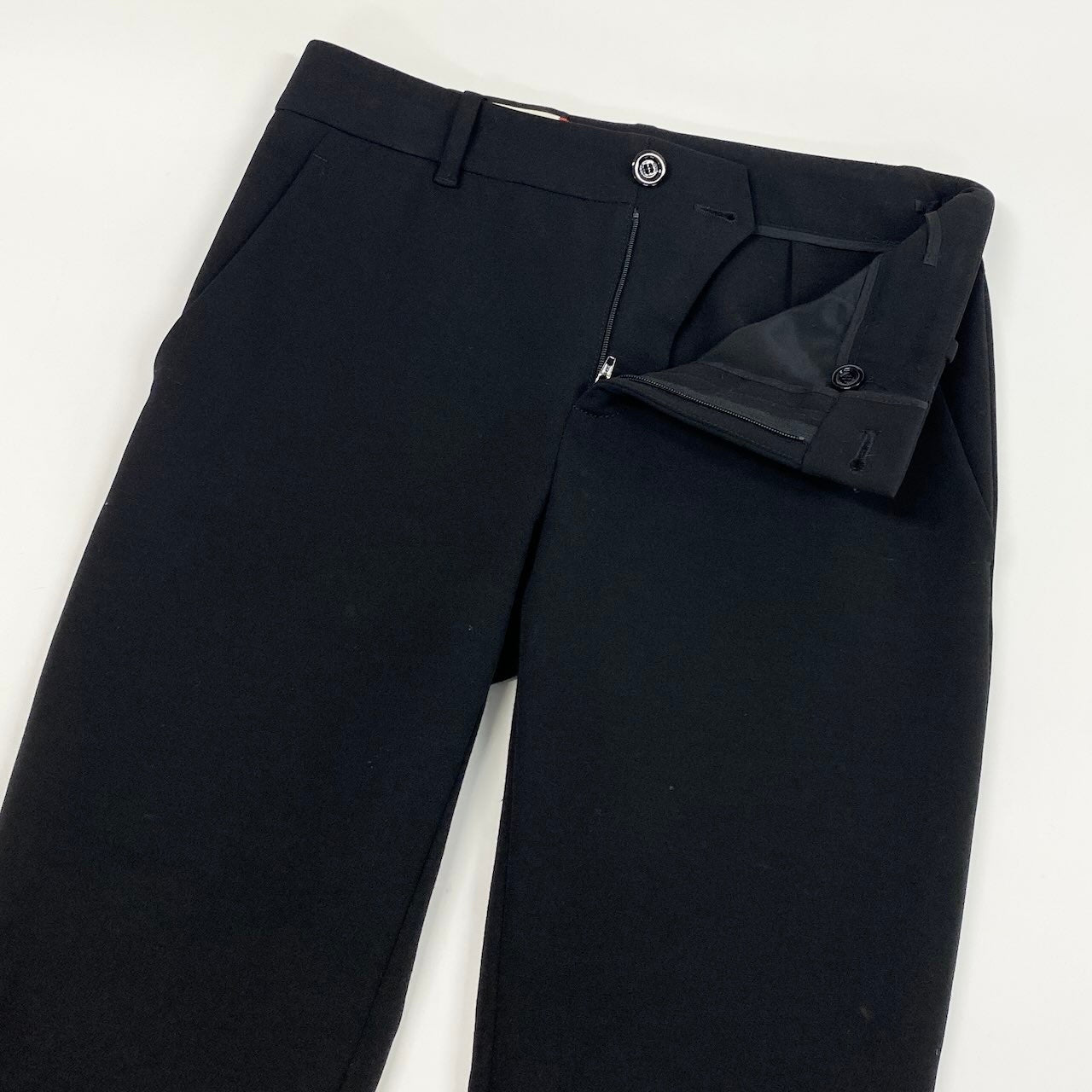 Id23 GUCCI グッチ 裾ジップ テーパードパンツ シェリーライン ストレッチ素材 サイズ36 ブラック レディース 女性用o07t