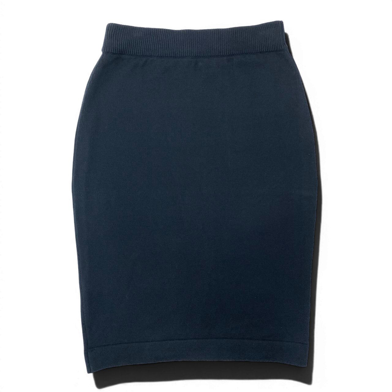 Cd23 CHANEL シャネル vintage ニットスカート タイトスカート 膝丈 スコットランド製 ネイビー コットン100％ レディース 女性服u02t