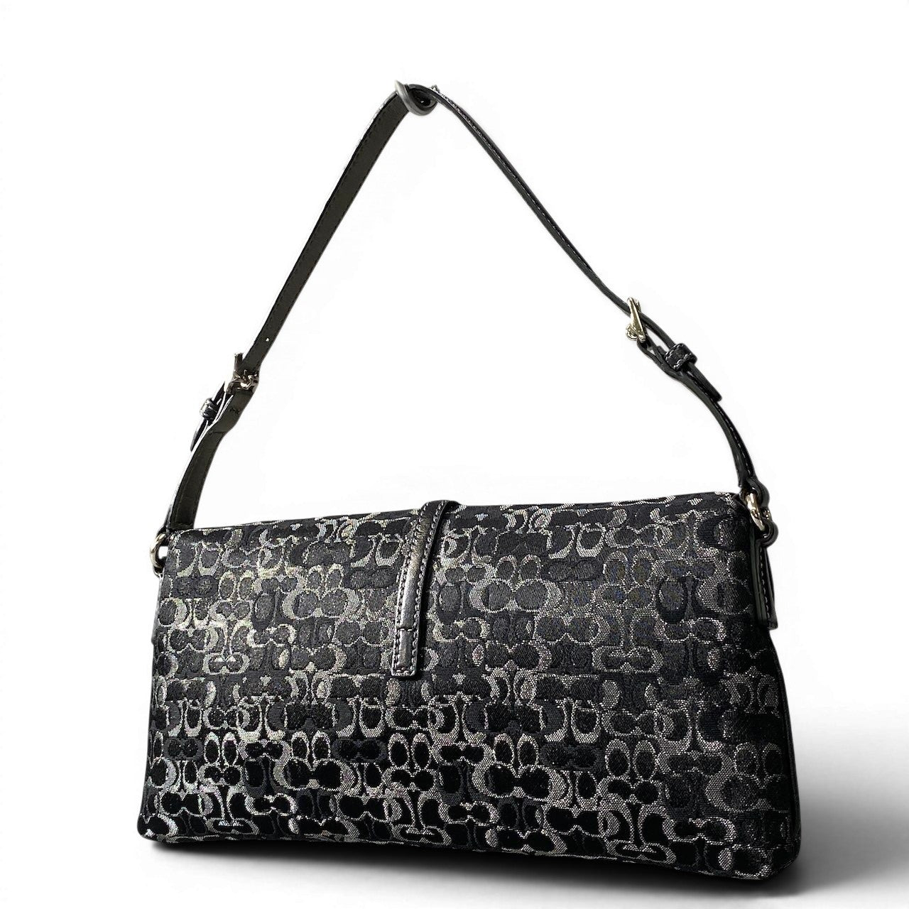 f11 《美品》 COACH コーチ シグネチャー ハンドバッグ ポーチ Signature Hand-pouch G05M / 3595 Black ブラックt18r