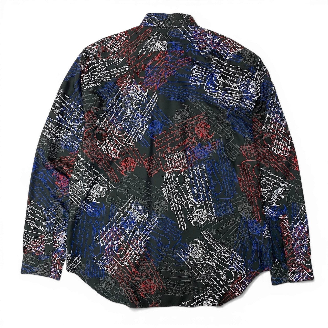 62d5 《美品》 Berluti ベルルッティ カリグラフィ スクリット シルクシャツ サイズA42 ブラック Scritto Silk Shirtt18r