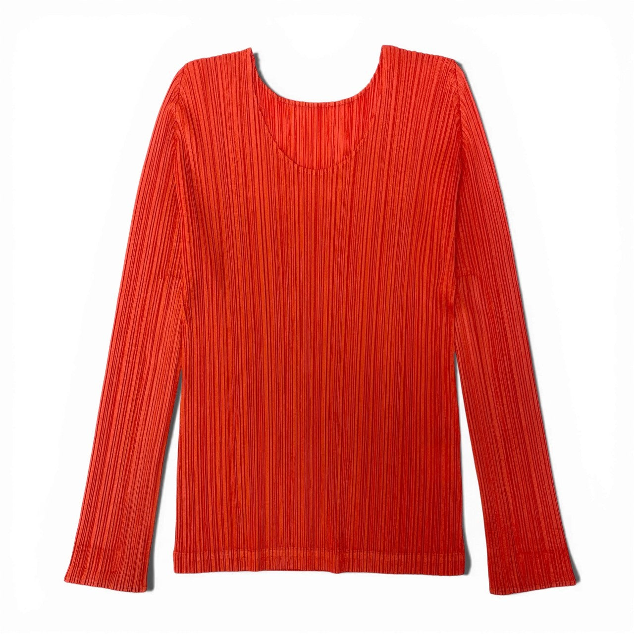 78b5【美品】PLEATS PLEASE プリーツプリーズ プリーツカットソー ロングスリーブTシャツ トップス PP13-JK185 3サイズ オレンジ ポリエステル100％ レディース 女性用u02t