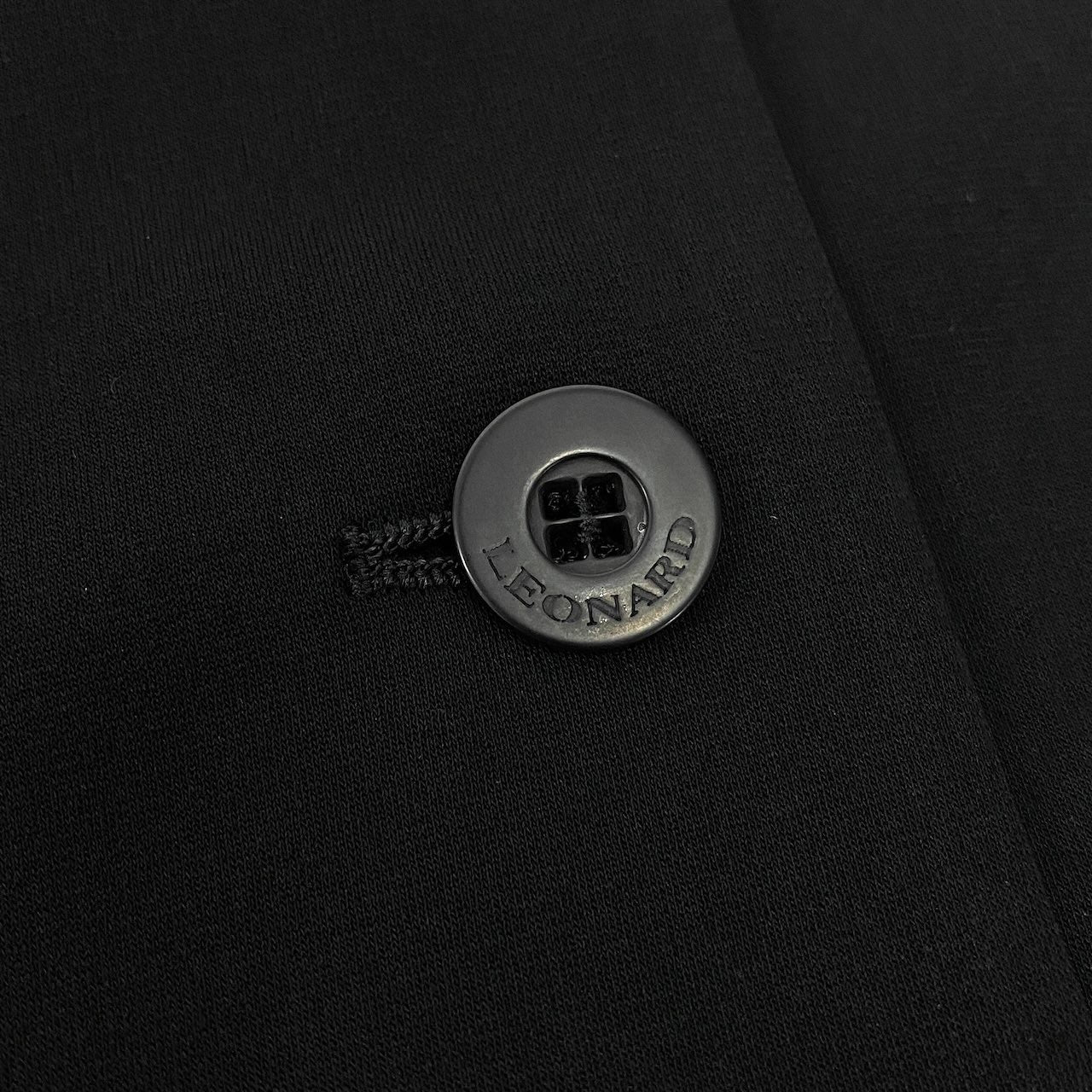 86d9 LEONARD FASHION レオナール テーラードジャケット アンコンジャケット  カンカン素材 ストレッチ素材 薄手 サイズL ブラック レディース 女性用o07t