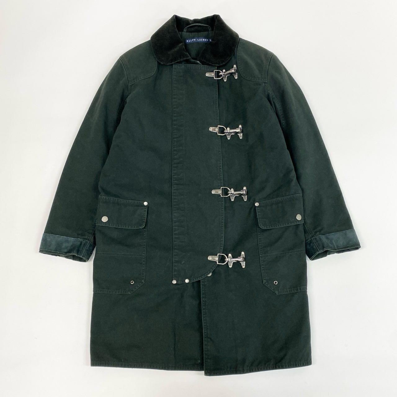 2j27 RALPH LAUREN ラルフローレン ファイヤーマンジャケット コットンジャケット コーデュロイ切替 アウター 9 ダークグリーンo07t