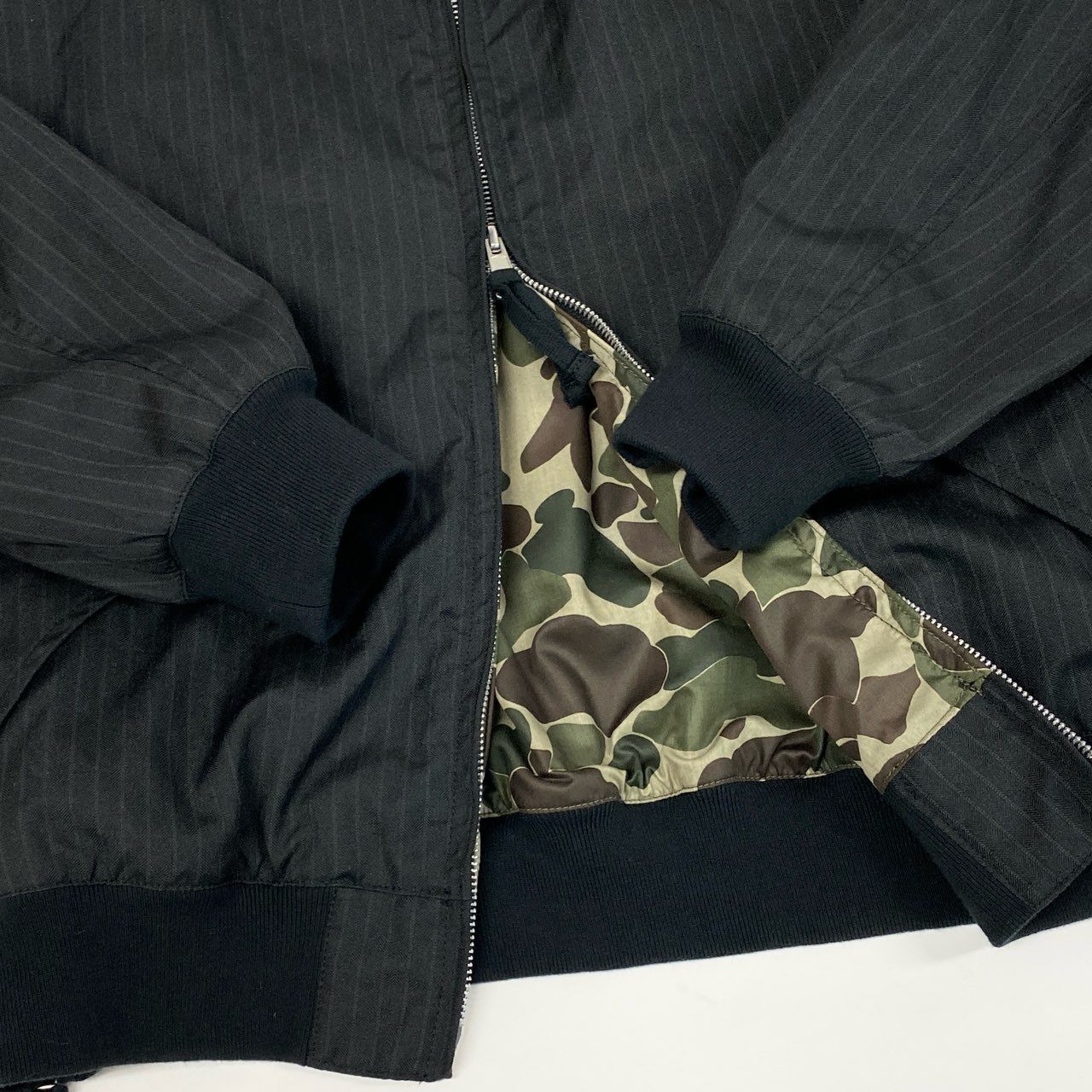 38b9 《極美品》 COMME des GARCONS HOMME コムデギャルソンオム 2022年 ヘリンボーン ストライプ スイングトップ ブルゾン HK-J006 S ブラック系 メンズk02i