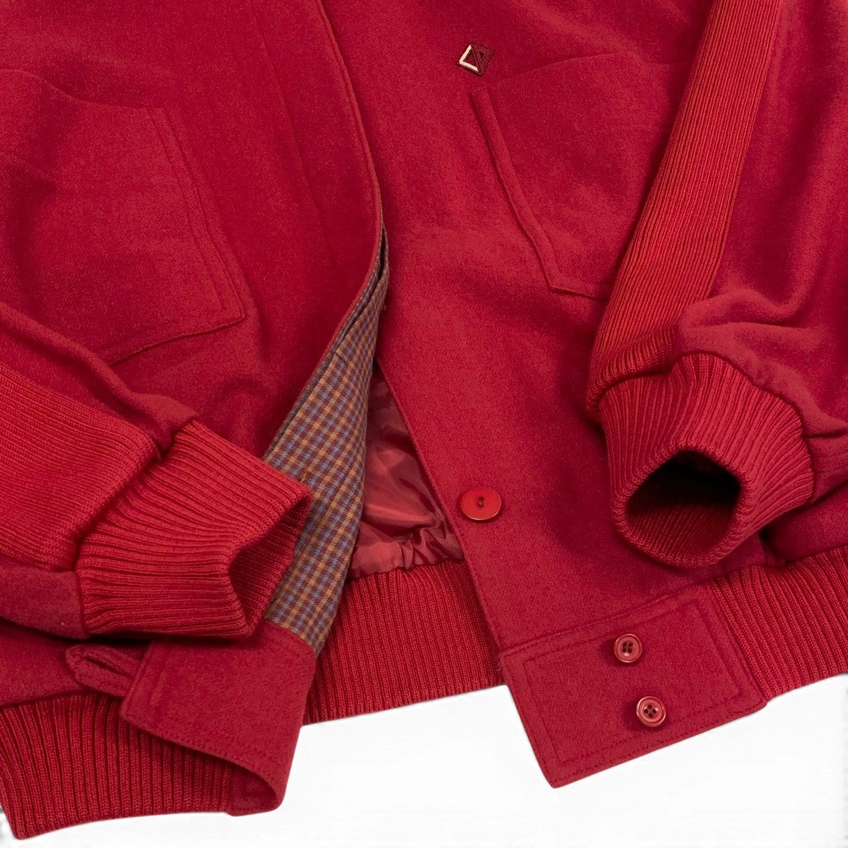 Eg11 Christian Dior SPORTS クリスチャンディオール ウールジャケット ブルゾン CDロゴ刺繡 リブ切替 サイズL レッド レディースo07t