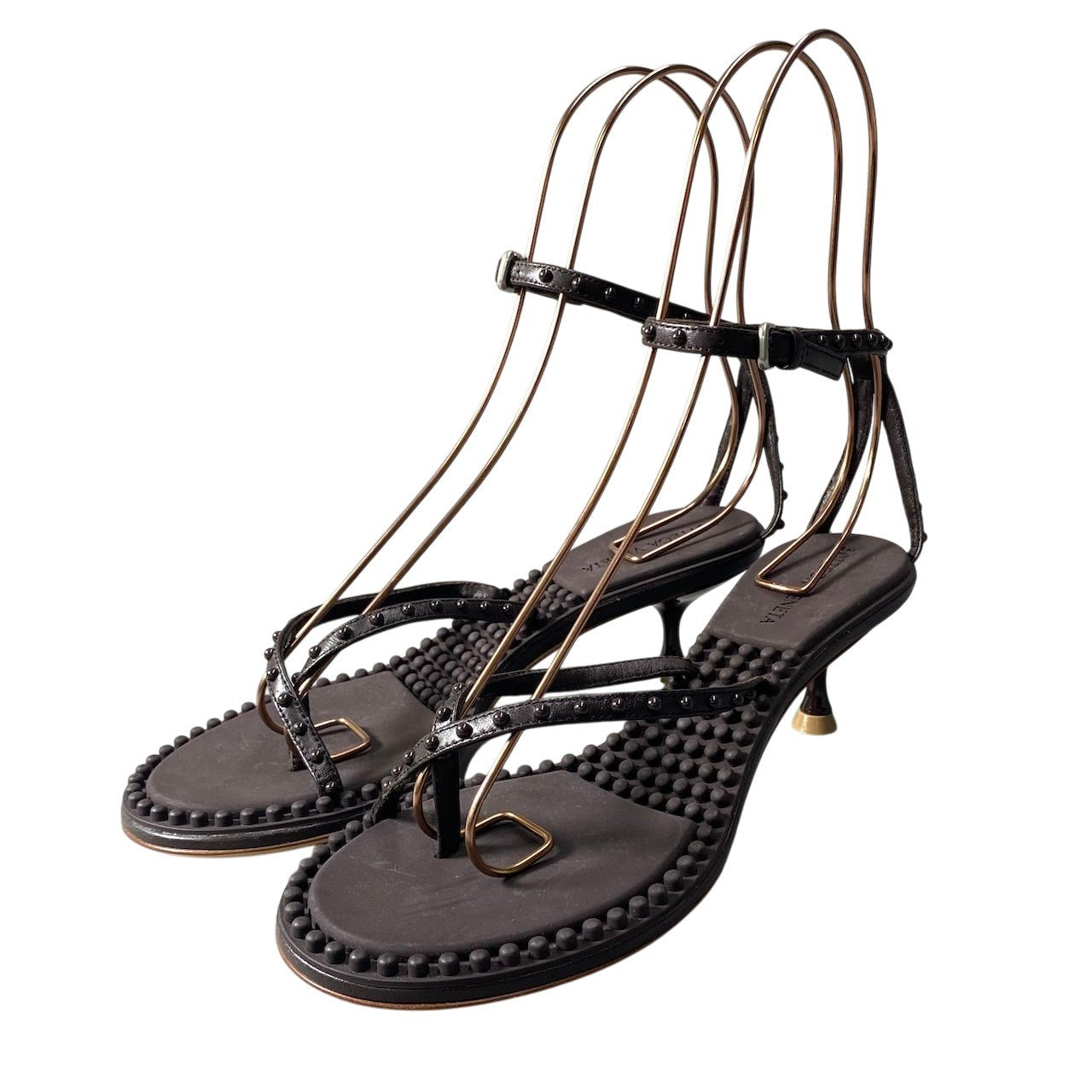 h10 【美品】BOTTEGA VENETA ラグーンバブル トングサンダル イタリア製 36 1/2サイズ ダークブラウン レザー レディース 女性用k02i