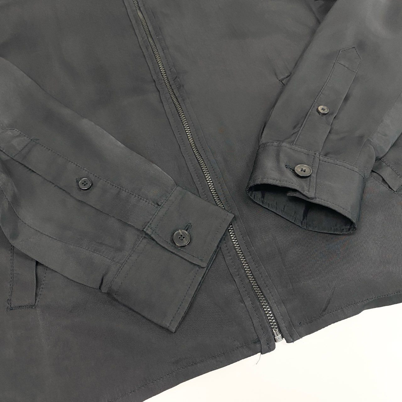 31b12【美品】Acne Studio アクネストゥディオ ジップアップジャケット サテンジャケット アウター MALCOM PSS16 46サイズ ブラック キュプラ100％ メンズu02t