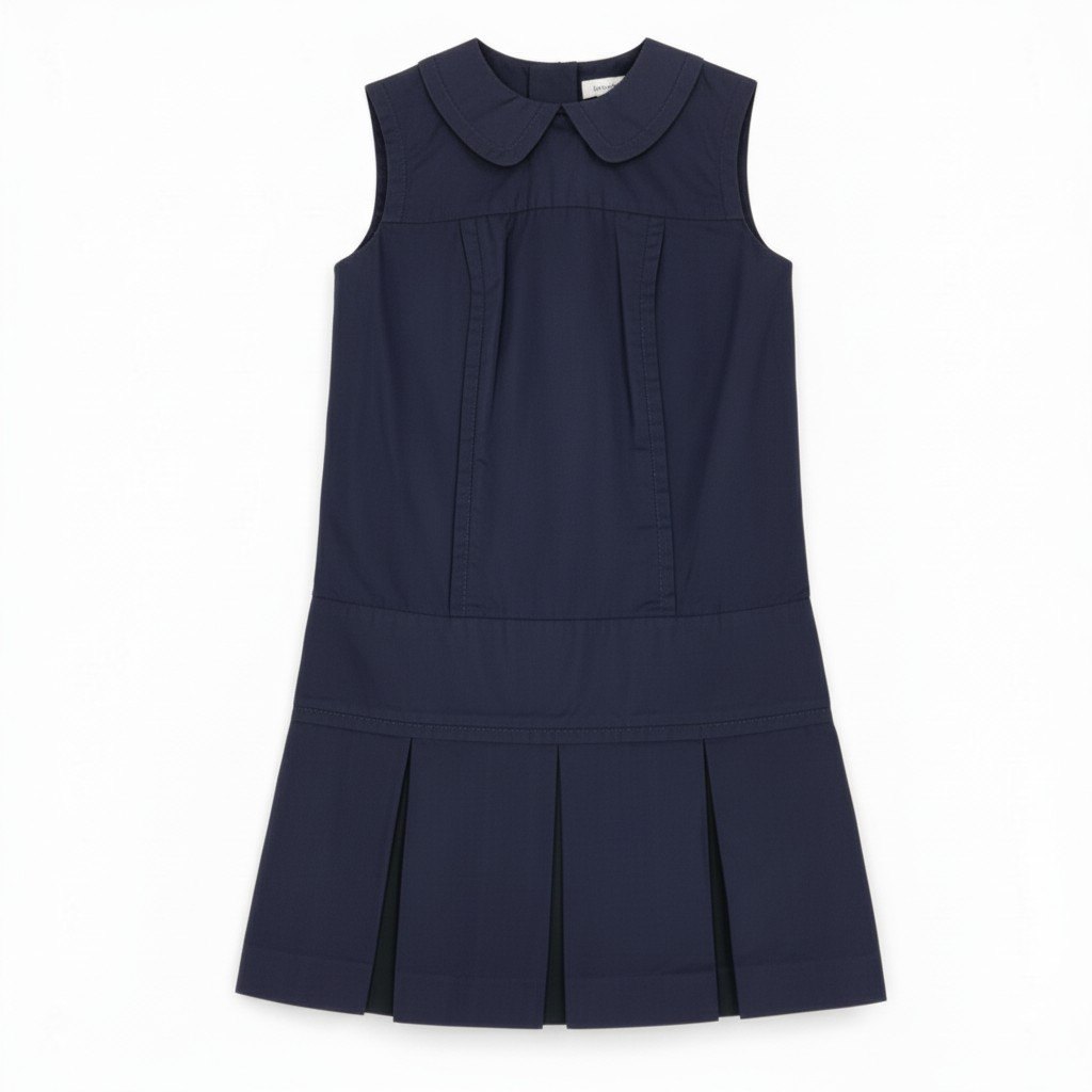 Ec31 《未使用品》 LOUIS VUITTON ルイヴィトン バックボタン フリルワンピース Back button Frill Dress サイズ34 ネイビー タグ付t18r