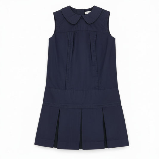 Ec31 《未使用品》 LOUIS VUITTON ルイヴィトン バックボタン フリルワンピース Back button Frill Dress サイズ34 ネイビー タグ付t18r