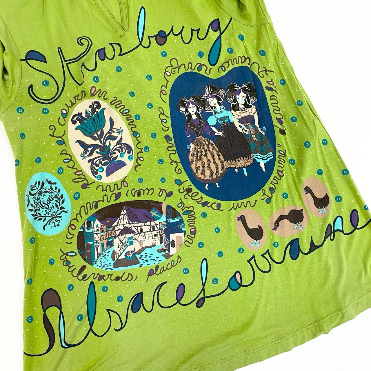 64a23 TOKUKO 1er VOL トクコプルミエヴォル チュニックワンピース 7分袖ワンピース トップス ストレッチ素材 Aライン 9 ライトグリーン レディース 女性用u02t