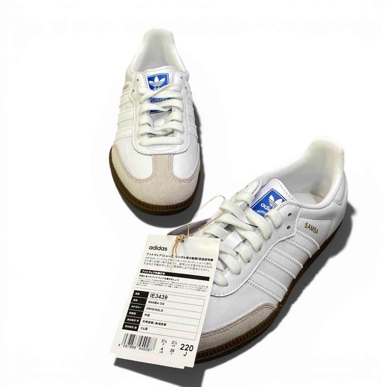 1b23【未使用タグ付】 adidas アディダス SAMBA OG サンバ オリジナルス ローカットスニーカー レザーシューズ レディース 女性靴 IE3439 22cm ホワイトu02t
