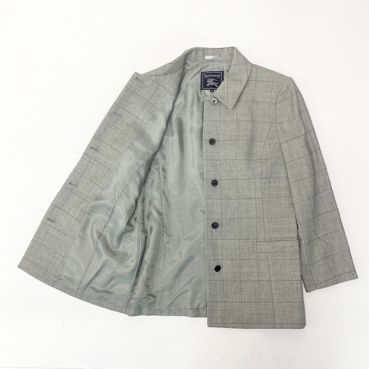 78d9 Burberrys バーバリーズ ヴィンテージ チェックジャケット サイズ42 グレー Vintage Check Jackett18r